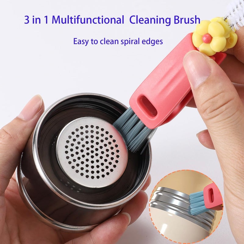 Shrunqi 3 in 1 Cup Lid Cleaning Brush, Multifunctional Cleaning Brush Portable Cup Lid Cleaner for Bottle Gap Tight Spaces Cup, Portable Cup Lid Cleaner, 1 Pcs Green - Image 5
